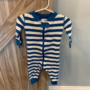 Hanna Andersson blue and white striped zippy